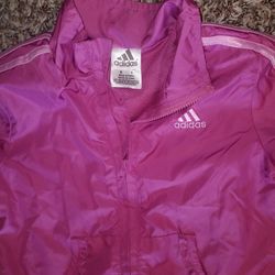 Adidas pink windbreaker girls size 6 jacket 
