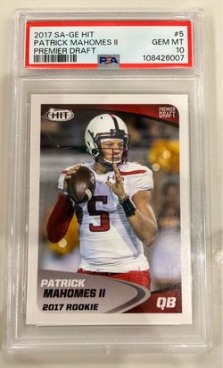 PATRICK MAHOMES PSA 10 GEM MINT ROOKIE CARD 1ST RC 2017 SAGE HIT PREMIER DRAFT