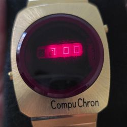 VTG Compu Chron Hughes Aircraft Co Module Red LED Digital Dot Matrix 35mm Watch