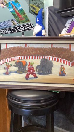 Gorgeous cute clown circus theme painting 28x16