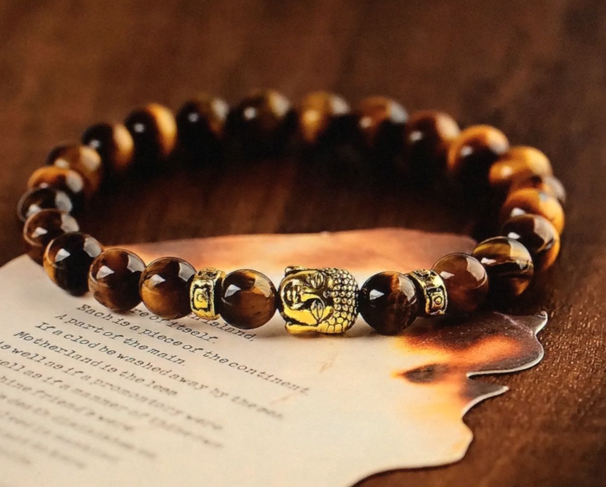 Natural Tiger Eye 8 Mm Beads, Buddha Head Women/Men, Yoga Energy SG- 0082