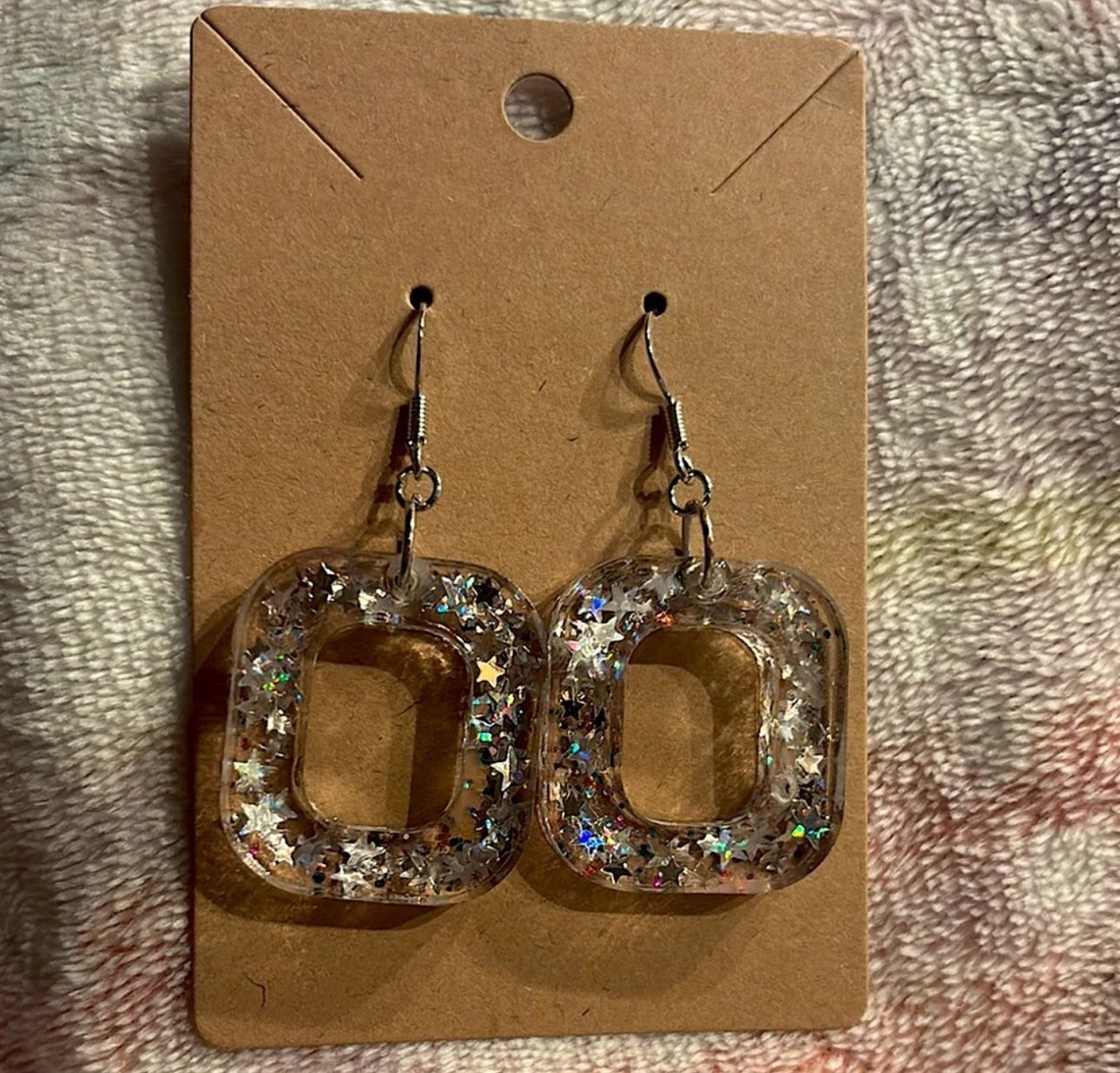 Square Dangles with Silver Stars