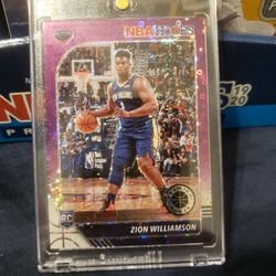 2019-20 NBA Hoops Premium Stock Zion Williamson Purple Disco Prizm RC SP #258