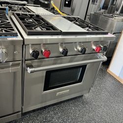 Wolf Stainless Steel 36 Inch Gas Range With Griddle