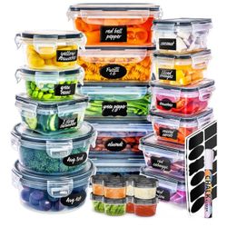 fullstar 50-Piece Plastic Food Storage Containers with Lids (24 Containers & 24 Lids) - Leakproof, BPA-Free, Meal Prep Containers, Reusable Lunch Stor