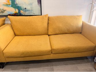 Mustard Yellow Mid-Century Modern Sofa, Chair & Ottoman Set
