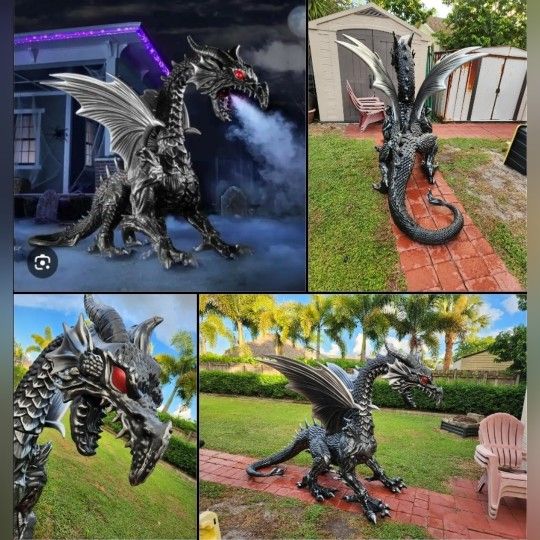 Home Accents Halloween 69-inch Giant Silver Dragon plays sound motion activated HARD TO FIND