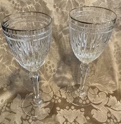 Waterford Marquis Crystal Hanover Gold Water Goblets Mint 8 1/2" Tall Set of 2