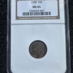 1958 Silver Roosevelt Dime NGC MS65