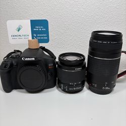 Canon EOS Rebel T7 DSLR Bundle 18-55mm / 75-300mm Canon Lenses + CAMERA BAG and charger