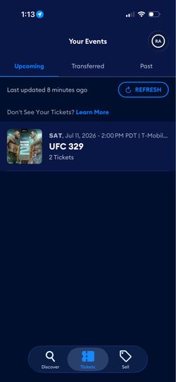 UFC 329 2 Floor Tickets