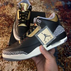 Jordan Retro 3 Black Cement Gold 