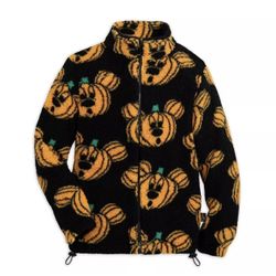 Disney Mickey Mouse Pumpkin Halloween Fleece Jacket Adults by Cakeworthy L, XL