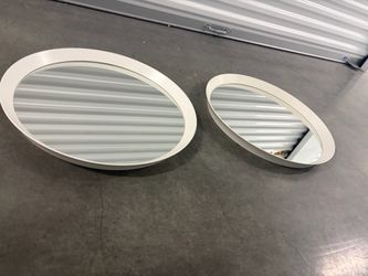 Set of 2 Round Wall Mirrors White Frame