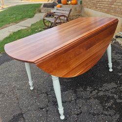 Refinished Solid Wood Drop Leaf Table 