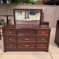 Solid Wood Dresser + Matching Mirror