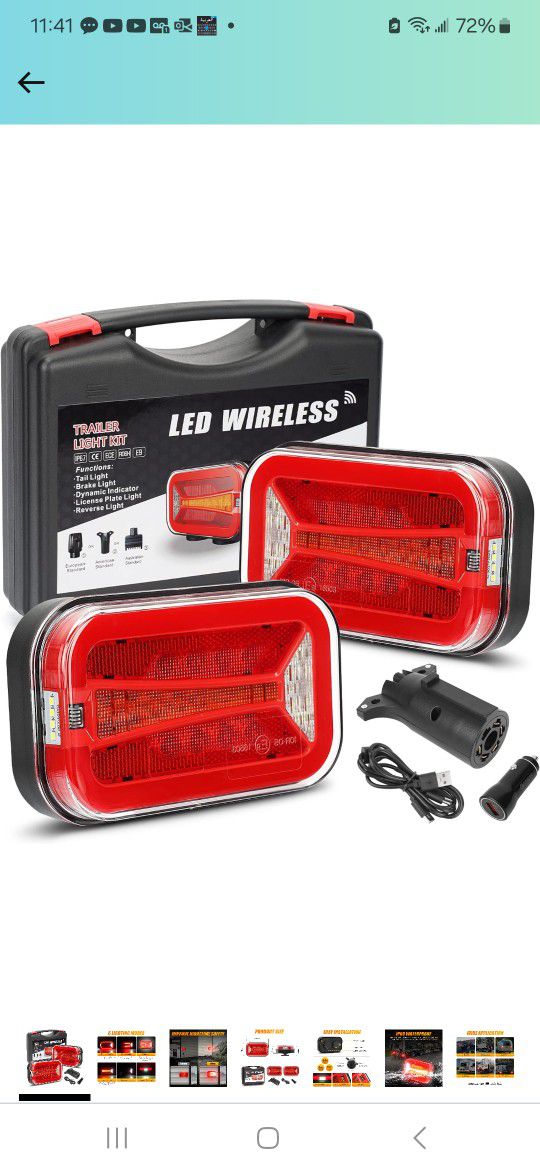 Wireless Magnetic Trailer Lights Kit, LED Trailer Rear Light with 2 Charging Ways, Universal Running Stop Turn Signal License Plate Light for Tow Truc
