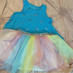 Rainbow Tutu And Blue Unicorn Shirt 