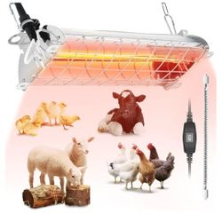 New Large 400W Heat Lamp for 60 Chicks, Chicken Coop Heater with Carbon Fiber Bulb Chicks Brooder Plates, Adjust 2 Mode Temp & Hanging Height for Pet 