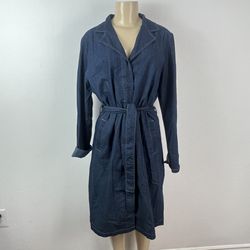 Mossimo Women's Denim Jean Dress Belted Long Sleeve Blue 90s Y2K Modest Size L