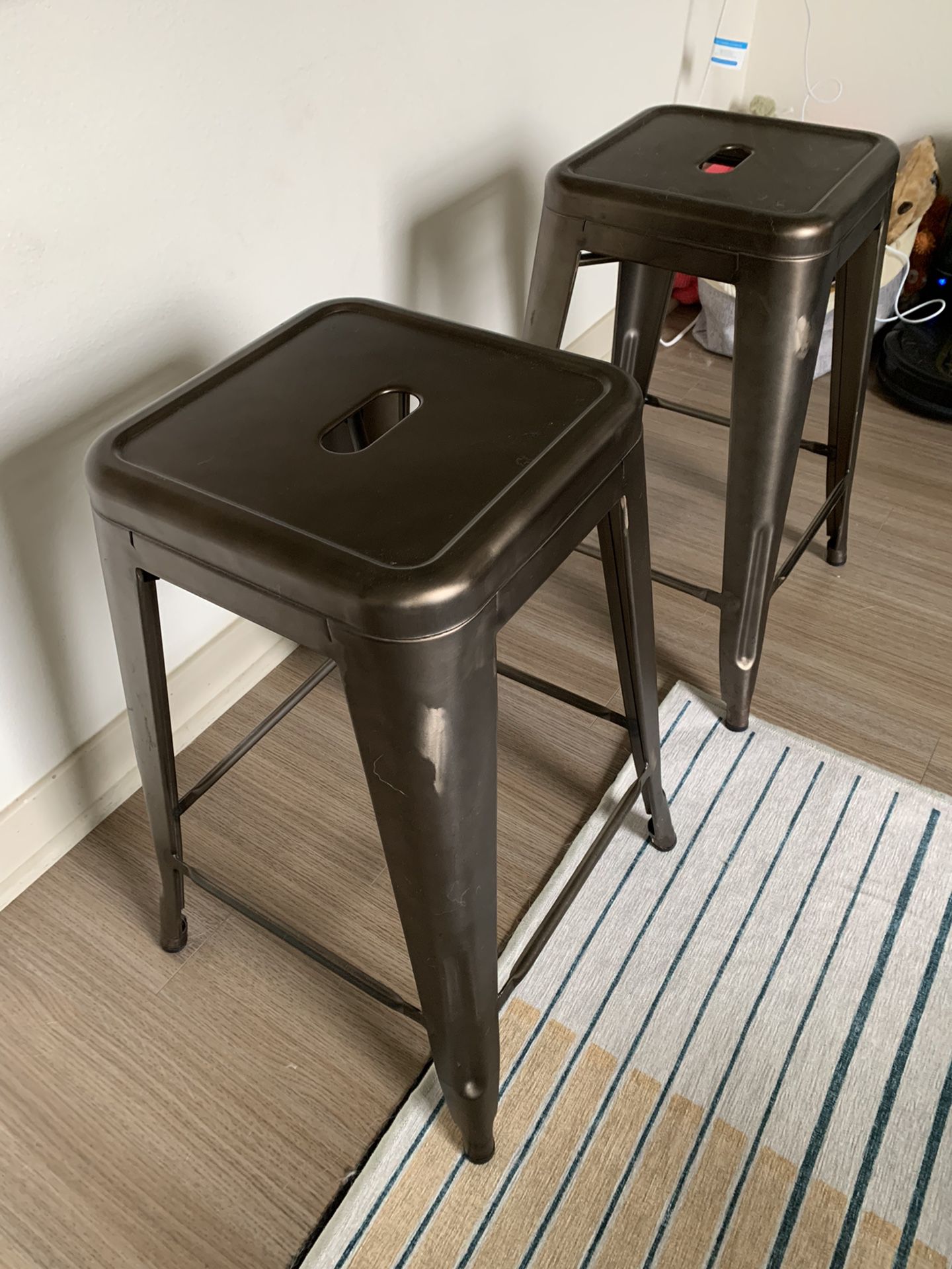 	 Tabouret 24-inch Vintage and Gunmetal Counter Stool (Set of 2) 
