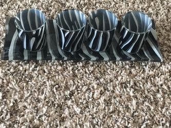 Zebra glass candle holder