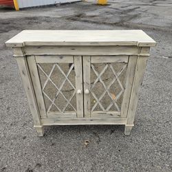 Charming Antique White Two Door Cabinet $109
