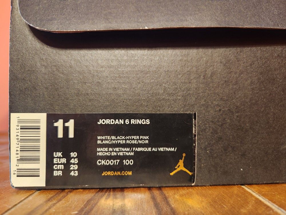 Jordan 6 Rings (Black, White And Pink)