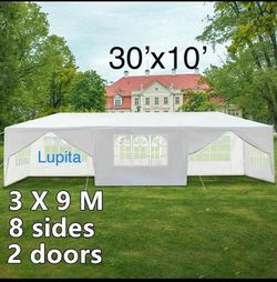 Party Tent 10x30 Outdoor Gazebo Canopy with 8 Removable Sidewalls, Waterproof Wedding, Patio, - UV Protection for Events & Gatherings