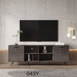 TV Stand Mid-Century Wood TV Cabinet for 80 Inch TV,Media Console TV Entertainment Center,Television Table with 2 Storage Cabinet & Open Shelves,Conso