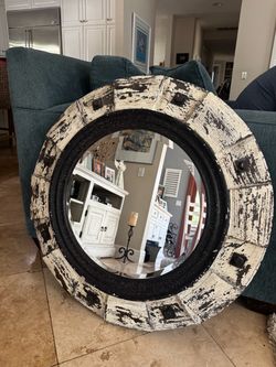 Rustic circular mirror