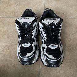 black and white Balenciaga track runners