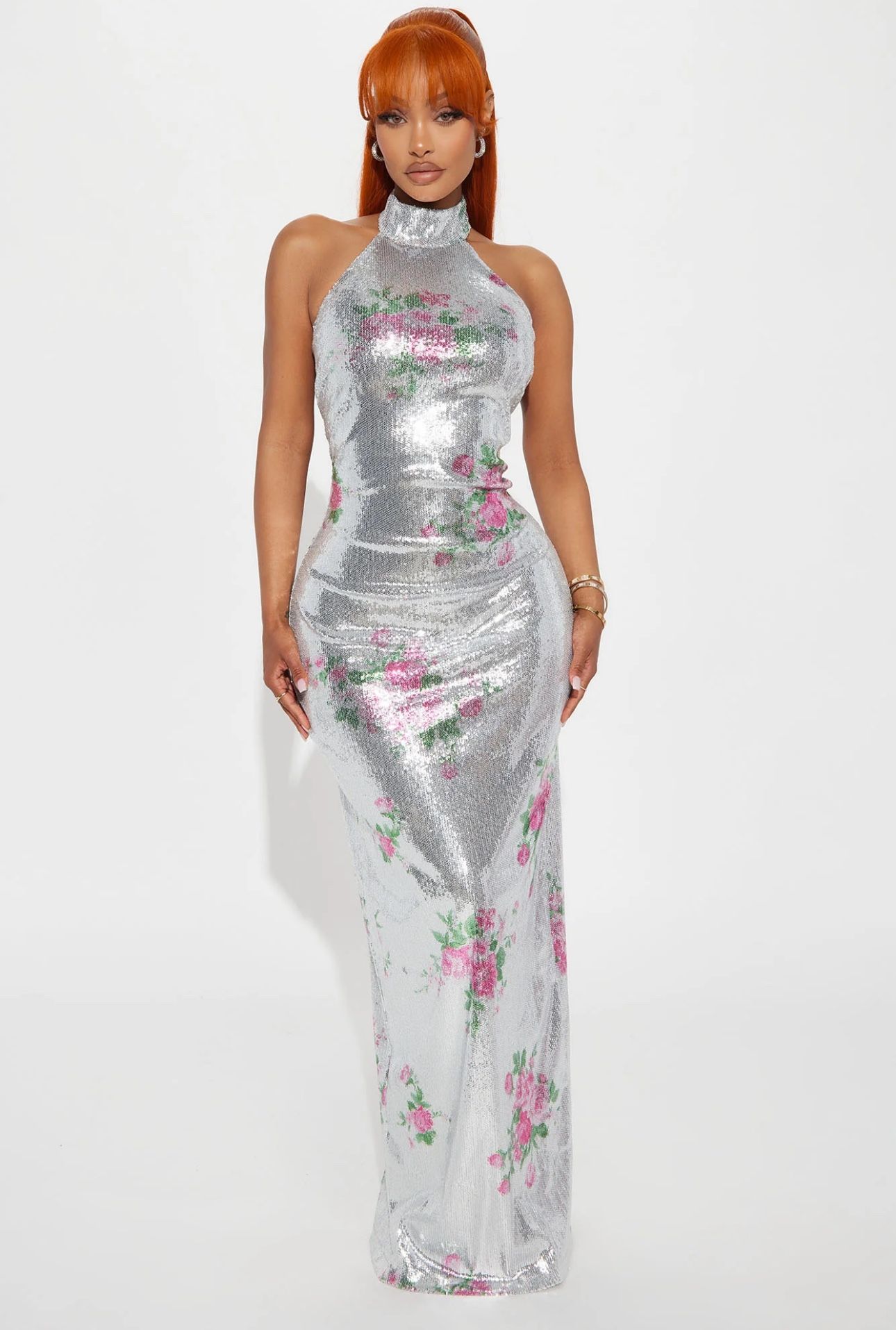 Floral Sequin Maxi Dress