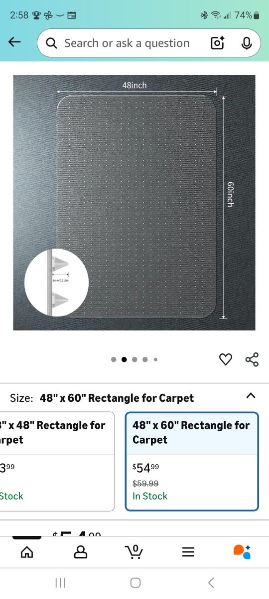 Office Chair Mat For Carpet 60x48