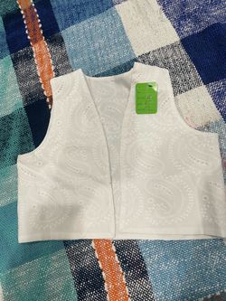 White Eyelet Toddler Vest Size 2T