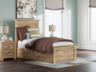Makidern Tan Twin Panel Storage Bed
