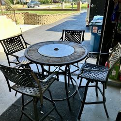 Patio Set, Cast Aluminum, Bar Height Table And 4 Swivel Chairs, Delivery Available For Extra Cost