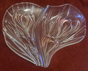 Mikasa Crystal Pink Crocus Flowers Serving Platter