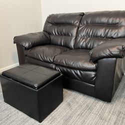 Espresso Faux Leather Loveseat - Great Condition