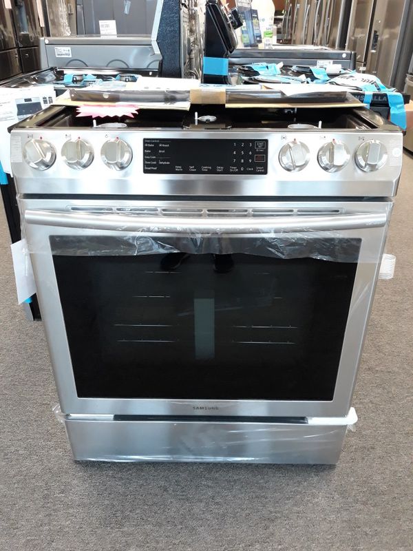 Samsung stainless steel air fryer and convention oven gas Island range
