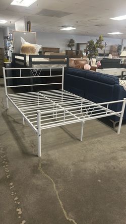 White Full Size Platform Bed Frame