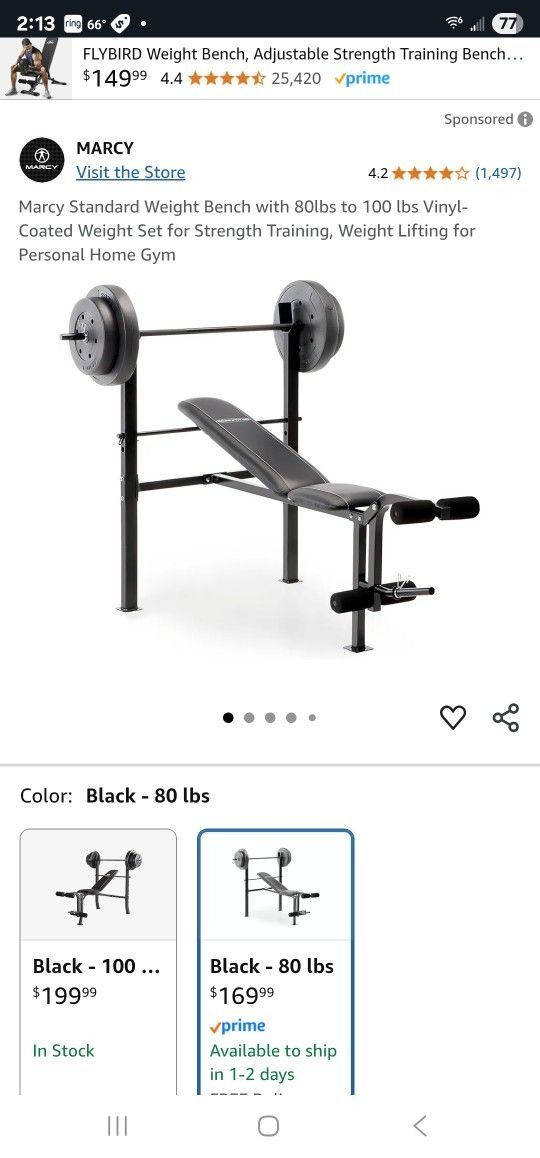 "Marcy Brand" Weight Bench Set - Bench / Barbells / Dumbells