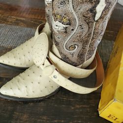 El General Ostrich Boots Sz 11 1/2 & Belt