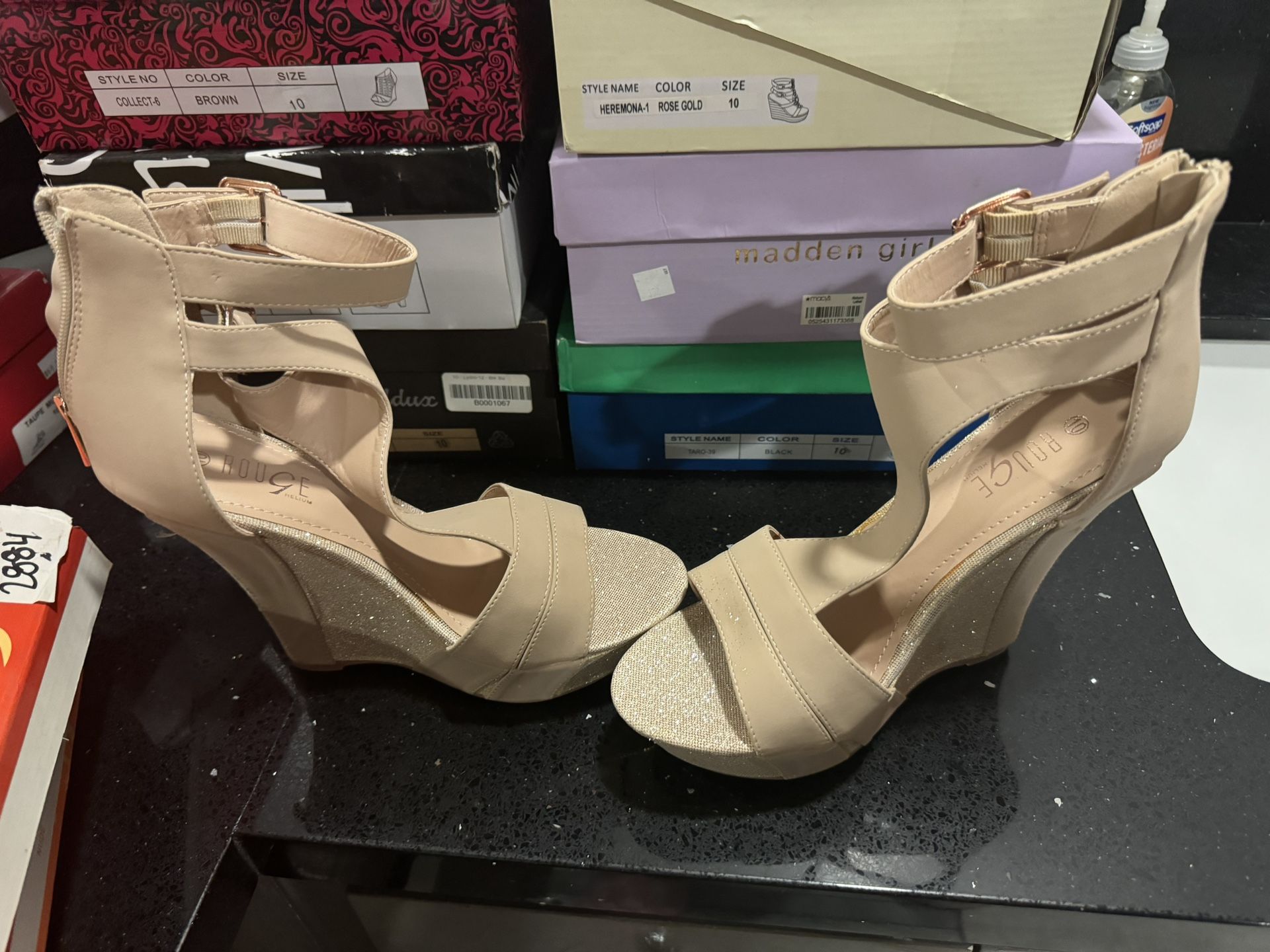 Beige Wedges, New Size 10