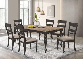 Dining set 7 pc Bridget Collection Brown Brushed, Charcoal Sand Through, New Especial price