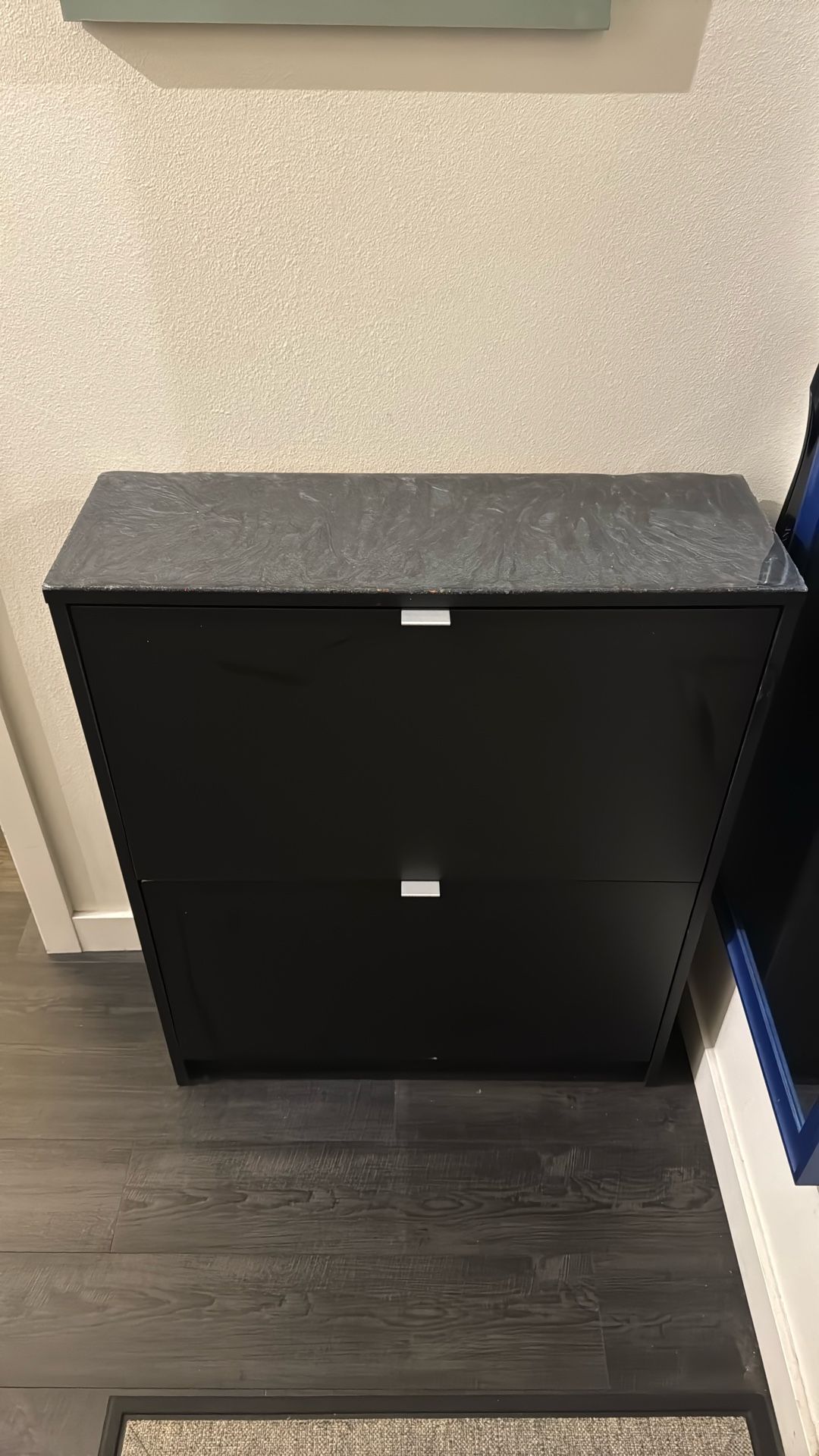 Black Shoe Cabinet With Custom Resin Top