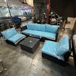 No Assemble !!!  New 6 pcs Outdoor Rattan Wicker Patio Furniture Set Sectional Sofa Set Table Ottoman 