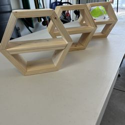 Hexagon Wood Shelves