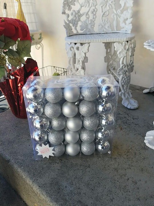 New in Box Silver Ornaments-50 pcs *FIRM PRICE*