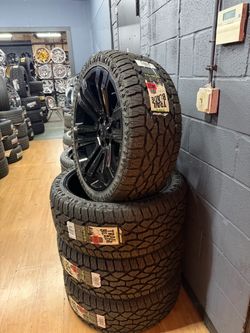 All new. Mounted. Balanced. 24 inch gloss black rep wheels rims tires and sensors